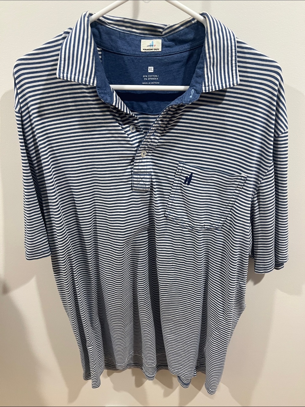 johnnie-O Narrow Navy and White Striped Polo